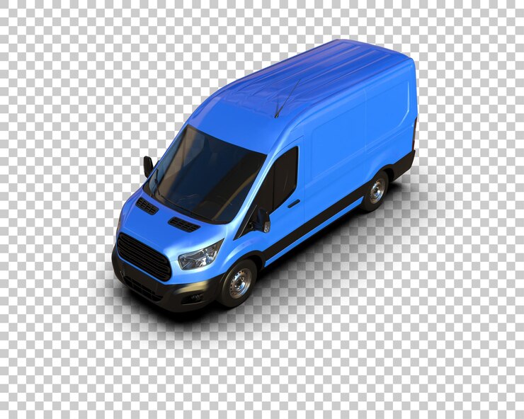 PSD van kargo terisolasi pada latar belakang render 3d ilustrasi