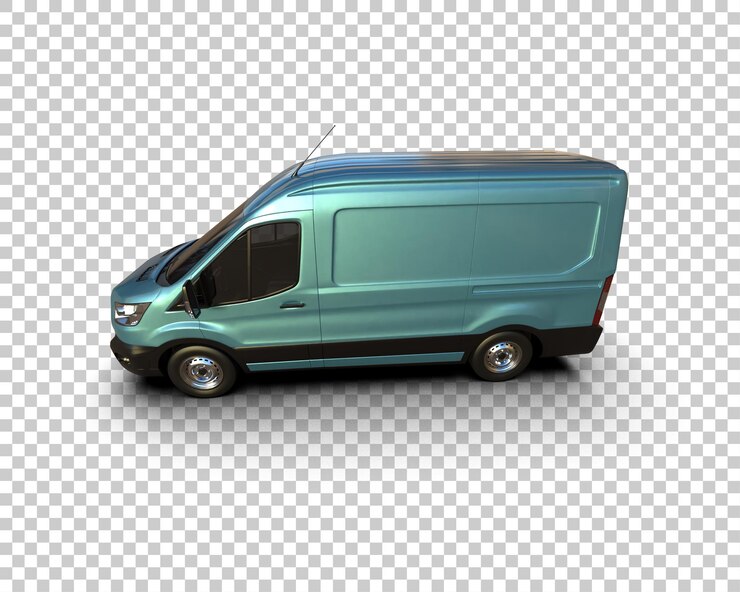 PSD van kargo terisolasi pada latar belakang render 3d ilustrasi