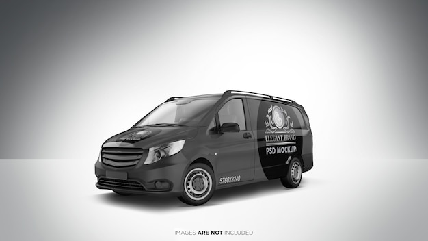 Van vehicle psd mockup vista en perspectiva