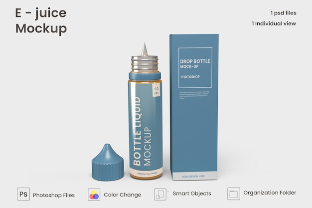 Vape liquid bottle mockup design isoliert premium psd