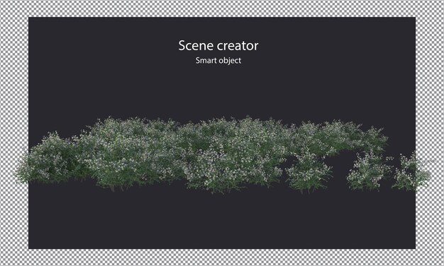 Vari tipi di alberi piccole piante cespugli arbusti e fiori isolati rendering