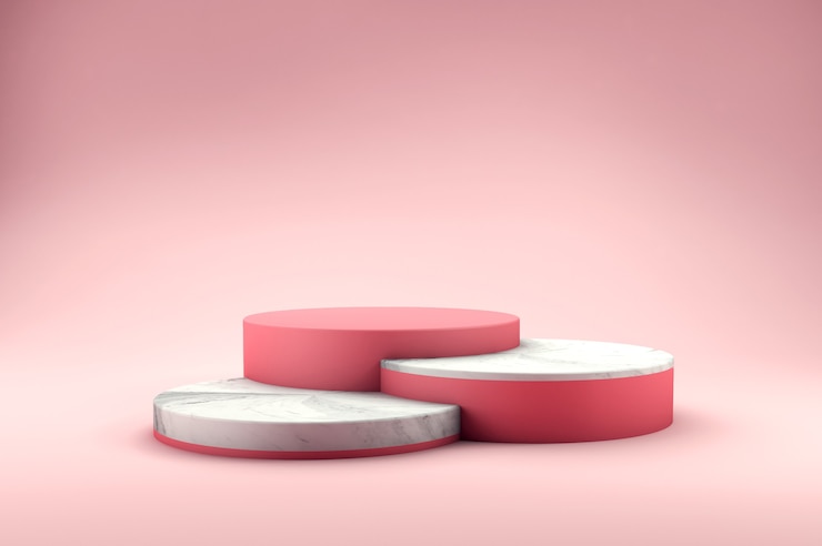 PSD varias alturas de podio con textura de mármol 3d rendering