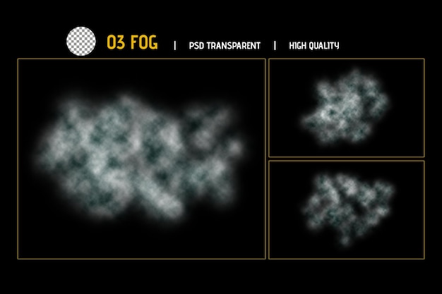 Varias formas de colección transparente de humo de niebla.