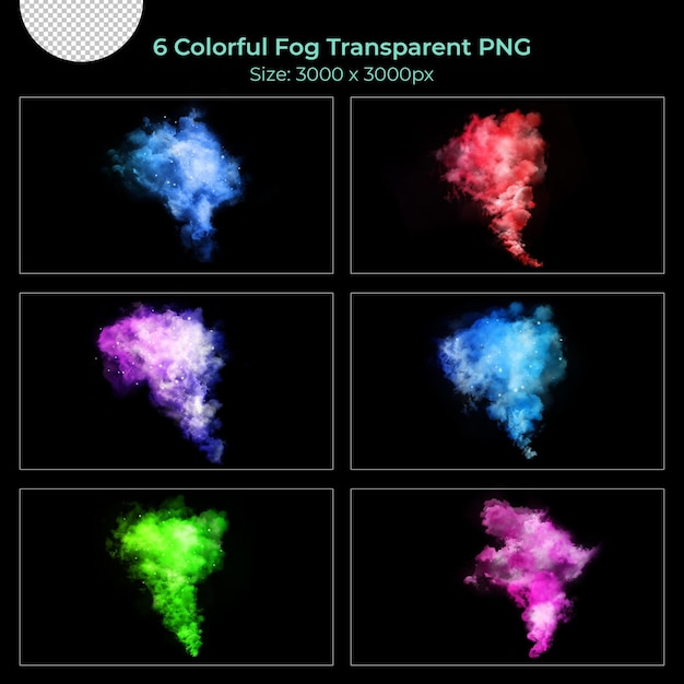 Varie forme realistiche colorate di set trasparente di nebbie