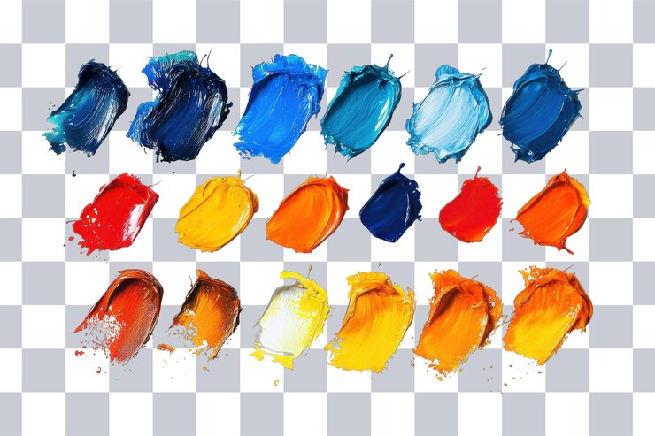 PSD una variedad colorida de muestras de pintura que muestran tonos y texturas vibrantes para la inspiración artística