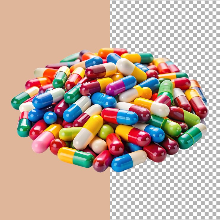 Una variedad colorida de pastillas