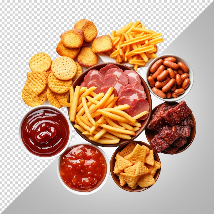 PSD una variedad de diferentes tipos de alimentos, incluidos macarrones y queso