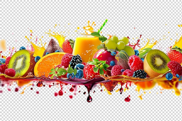 PSD una variedad de frutas frescas saludables una mezcla de bayas coloridas