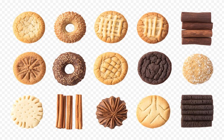 PSD variedad de galletas de canela aisladas sobre un fondo blanco