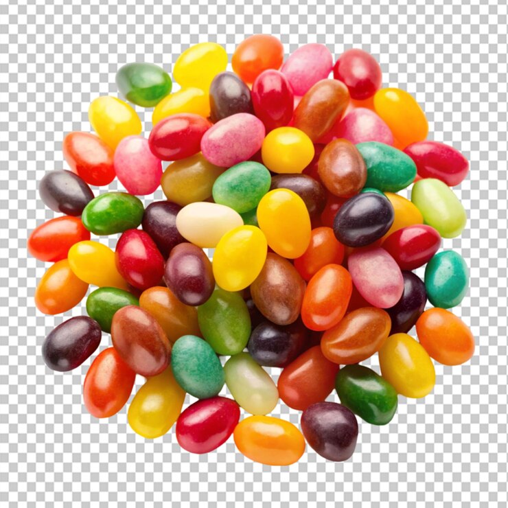 PSD una variedad de gelatinas coloridas en un fondo transparente
