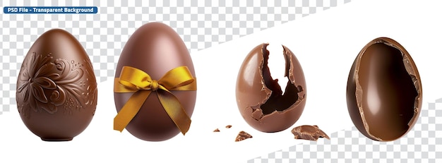 PSD una variedad de huevos de chocolate para pascua.