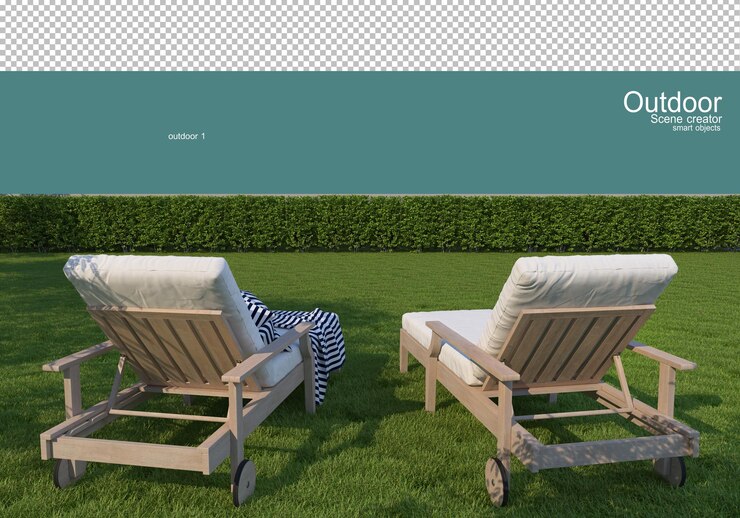 PSD una variedad de muebles de exterior.