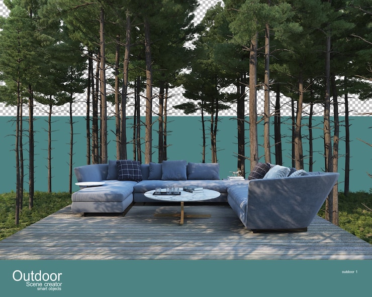 PSD una variedad de muebles de exterior.