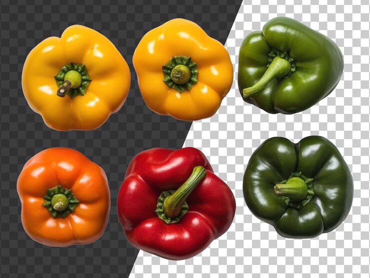PSD una variedad de pimientos sobre un fondo blanco cortado png