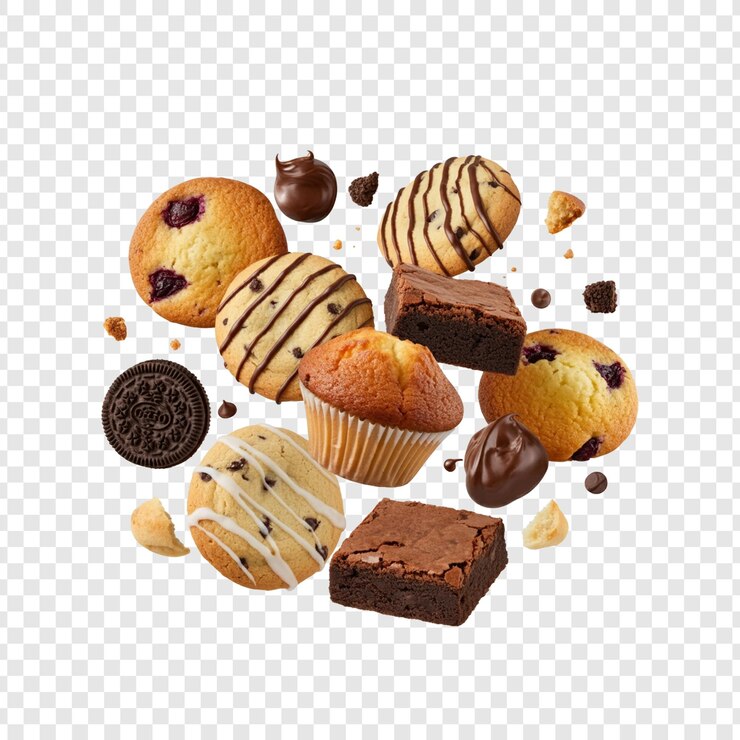 una variedad de postres, incluido el chocolate y el chocolate