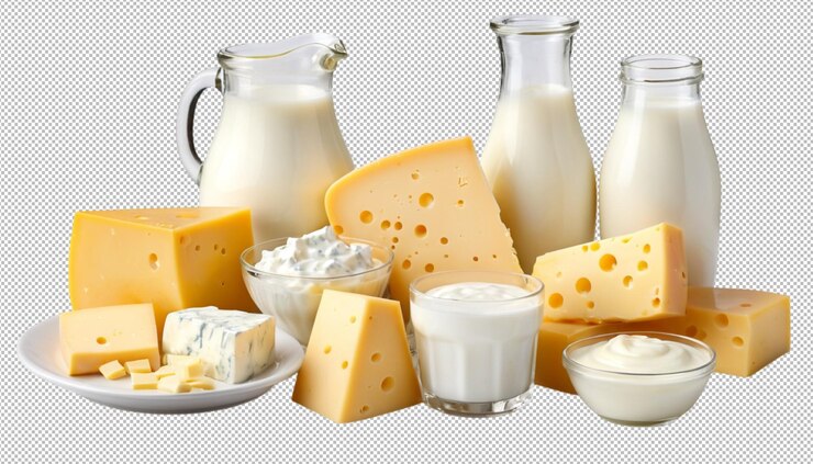 PSD la variedad de productos lácteos, incluida la mantequilla de leche de queso, añade variedad de sabor