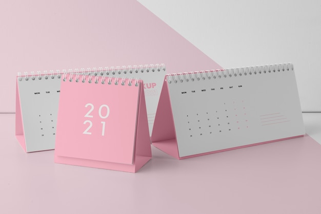 PSD variedade de calendário de mock-up minimalista