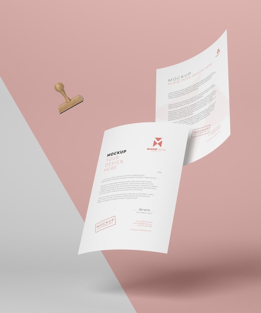 Variedade de mock-up em papel e selo