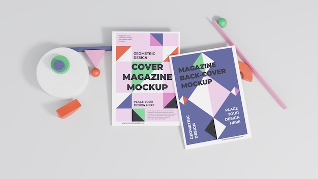 PSD variedade de mock-ups de revista minimalista