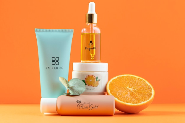 PSD variedade natural de cosméticos para suco de laranja