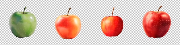 Variedades de manzanas aisladas sobre un fondo transparente