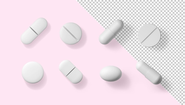 Varietà di mockup di pillole medicinali
