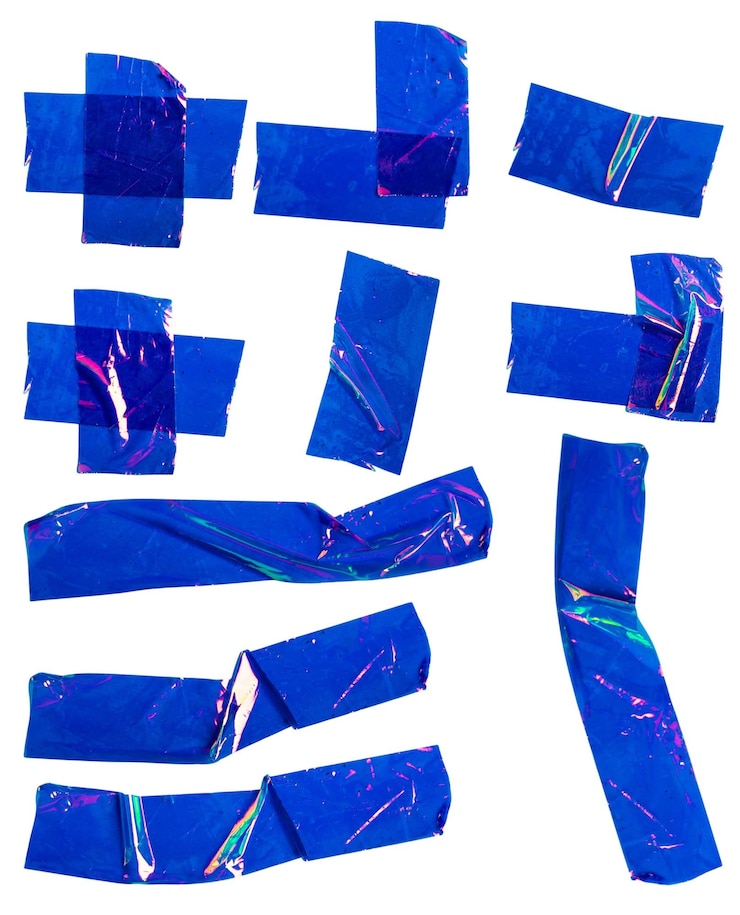 PSD varietà di pezzi di nastro adesivo blu