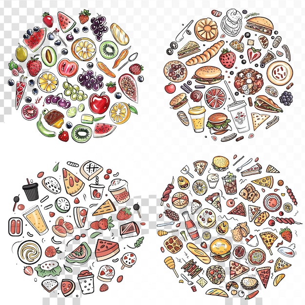 une variété d'aliments et une image d'une variété de fruits et légumes