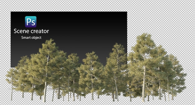PSD variété d'arbres rendu isolé