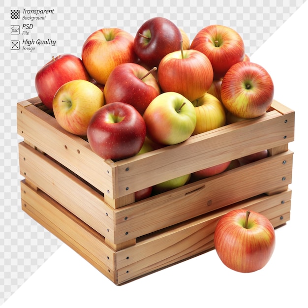 PSD une variété de pommes dans une caisse signifiant la fraîcheur et la récolte
