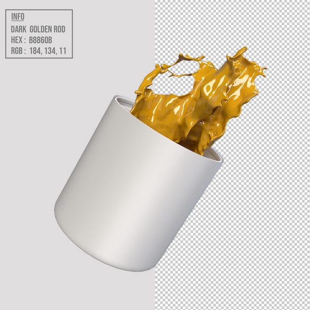 Varilla de oro oscuro Paleta de colores de tendencia con efecto de salpicadura Ilustración de renderizado 3d