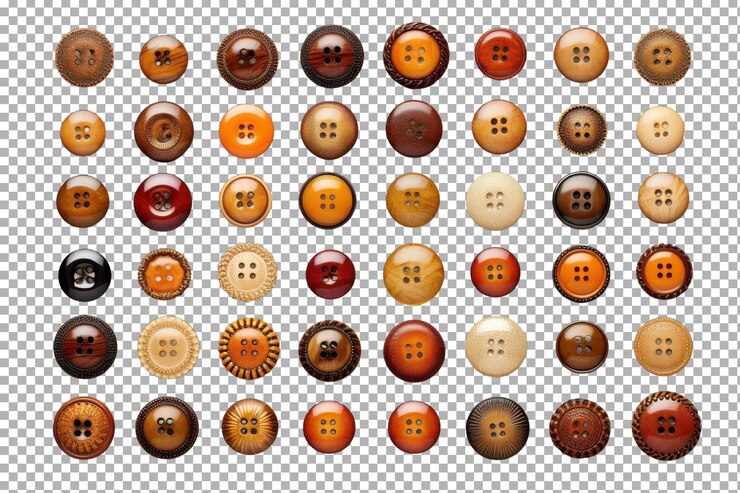 PSD varios botones de colores dispuestos en un diseño sistemático que muestran diferentes formas y materiales