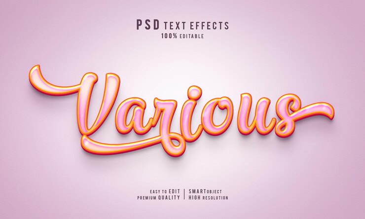 Vários modelos criativos de maquete de camada de efeitos de texto editáveis em 3d