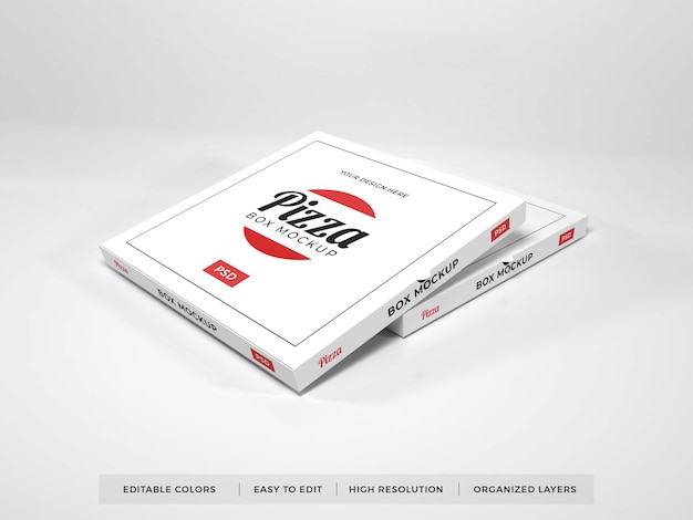 Vários modelos de caixas de pizza realistas