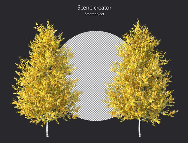 Varios tipos de árboles, plantas, arbustos, arbustos y plantas pequeñas, renderizado aislado