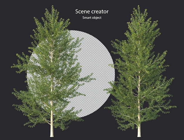 Vários tipos de arbustos de plantas arbóreas e pequenas plantas isoladas de renderização