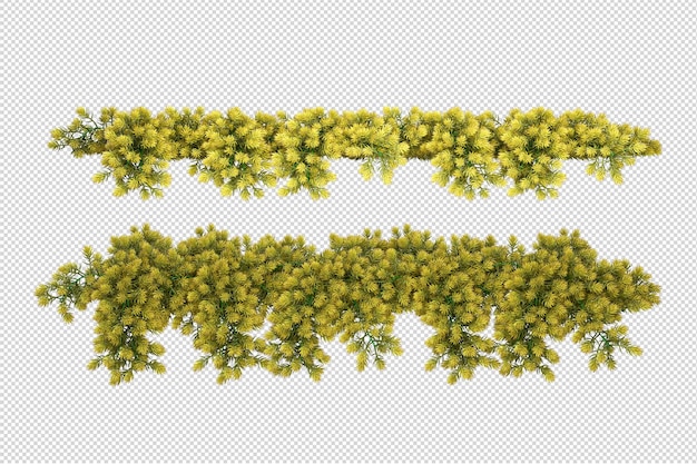 Vários tipos de flores bonitas em renderização 3d isoladas