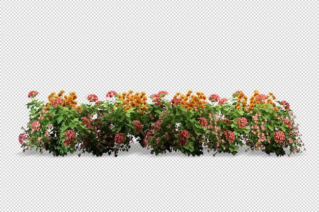 Vários tipos de flores bonitas em renderização 3D