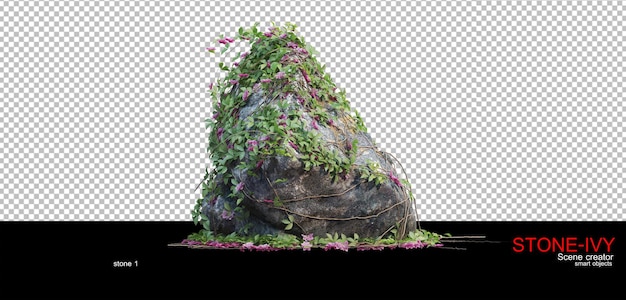 Varios tipos de rocas y enredaderas.