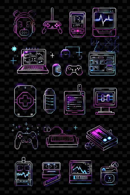 Varios tutoriales de comercio Iconos con efecto parpadeante en 8 juegos PNG Iconic Y2K Shape Art Decorative
