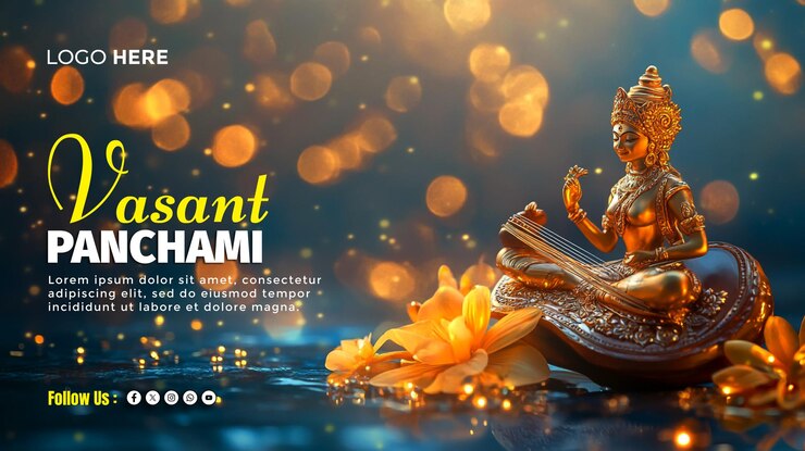 PSD vasant panchami póster de las redes sociales copia espacio estandarte fondo
