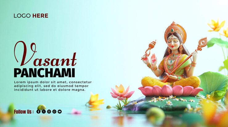 PSD vasant panchami póster de las redes sociales copia espacio estandarte fondo