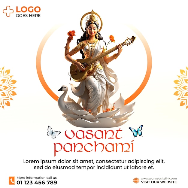 PSD vasant panchami psd un post creativo para las redes sociales saraswati puja