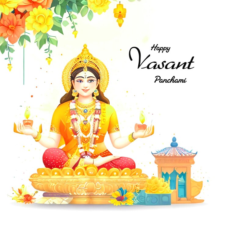 PSD vasant panchami tarjeta de felicitaciones y diseño creativo de banner