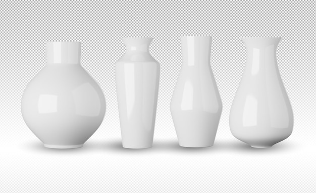 Vase en céramique blanche isolé sur fond alpha rendu 3d