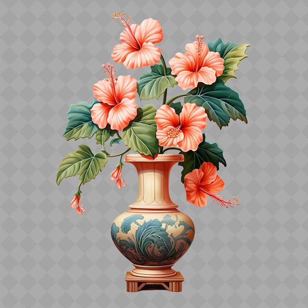 PSD un vase avec des fleurs et un fond avec un espace pour le texte