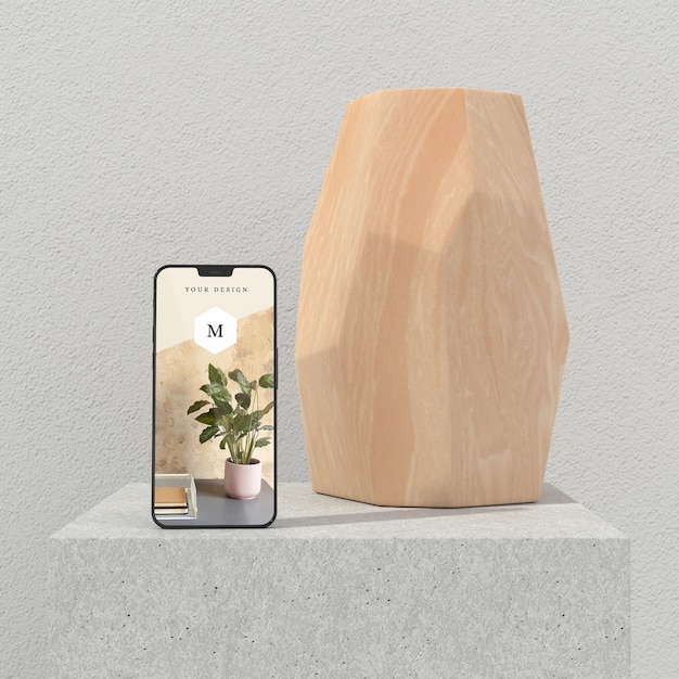 PSD vase minimal et maquette de téléphone