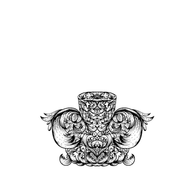 Vase noir et blanc Gucci dans les styles de gravure ancienne