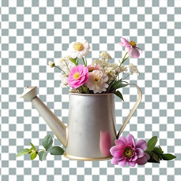 PSD vase de porcelaine antique avec des fleurs peintes isolées sur un fond transparent