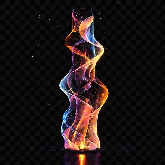 PSD un vase en verre avec une flamme et un fond noir